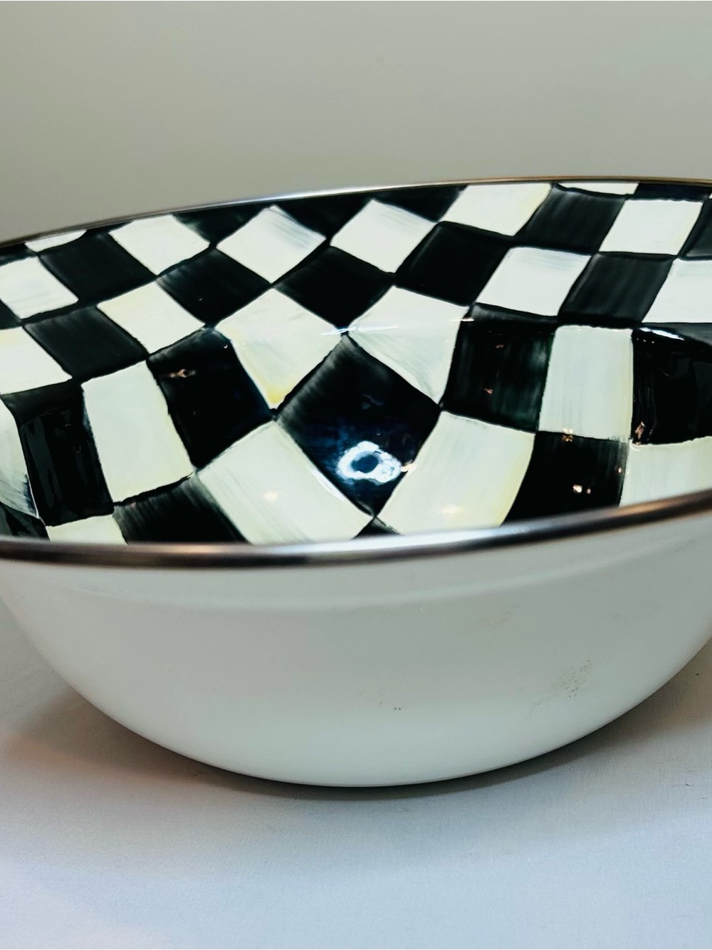 Mackenzie Childs Courtly Check Large 12” Enamel Serving Bowl - Picture 3 of 7